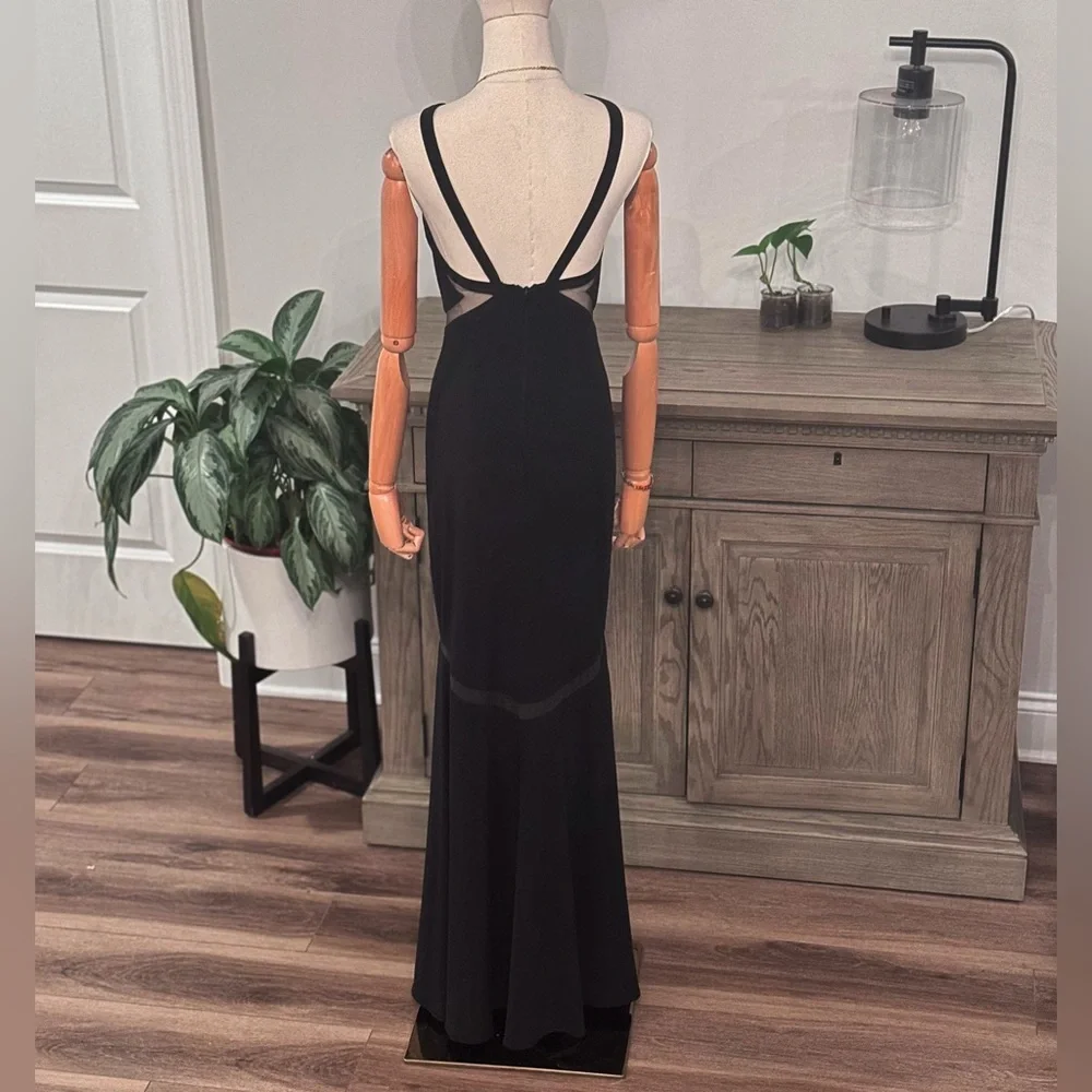 JVN by Jovani Black Gown With Mesh Inserts - Picture 7 of 9
